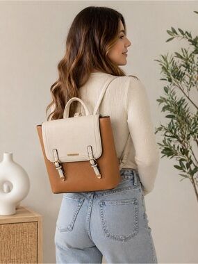 Malibu Skye | Two Tone Backpack‎ Purse | Soft Vegan Leather